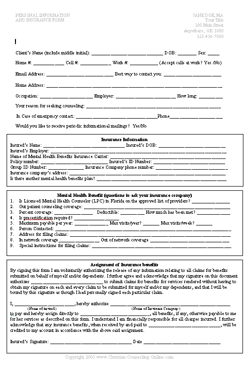 Personal Information and Insurance Form
